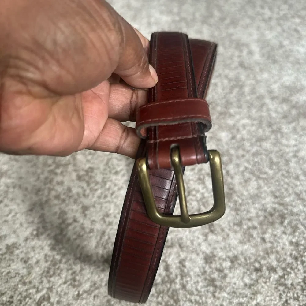 Oil Tan Cowhide Striated Belt 36